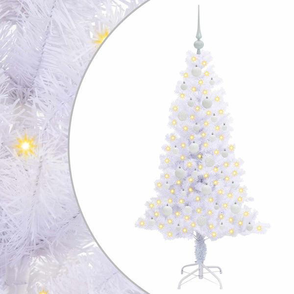 Tekojoulukuusi 150 LED-valoilla Valkoinen 150 cm PVC ja teräs