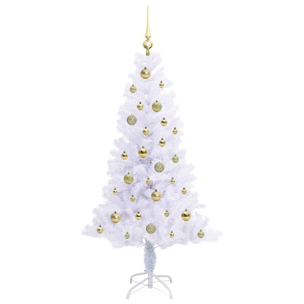 Tekojoulukuusi 150 LED-valoilla Valkoinen 150 cm PVC ja teräs