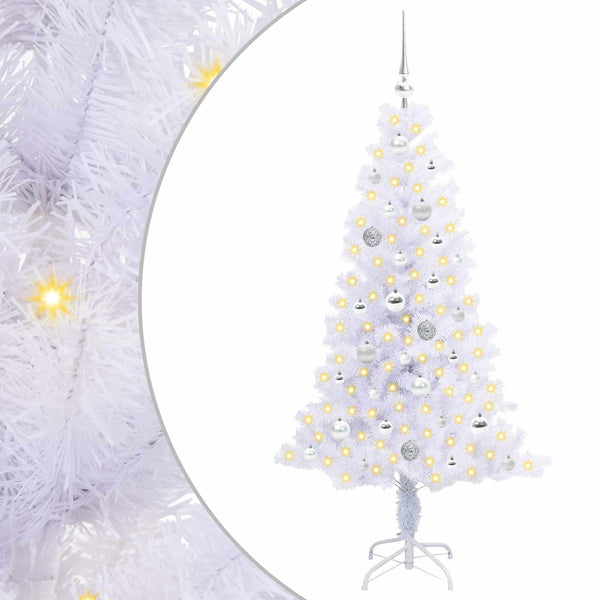 Tekojoulukuusi 150 LED-valoilla Valkoinen 150 cm PVC ja teräs