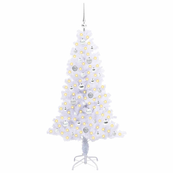 Tekojoulukuusi 150 LED-valoilla Valkoinen 150 cm PVC ja teräs