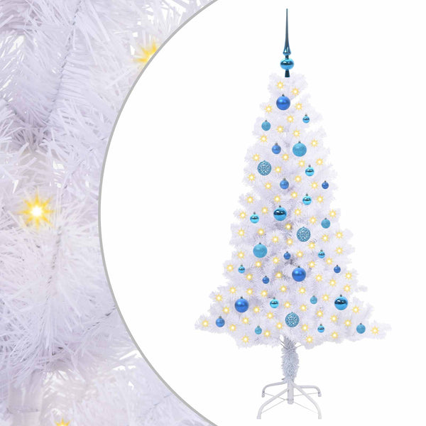Tekojoulukuusi 150 LED-valoilla Valkoinen 150 cm PVC ja teräs