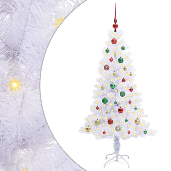 Tekojoulukuusi 150 LED-valoilla Valkoinen 150 cm PVC ja teräs