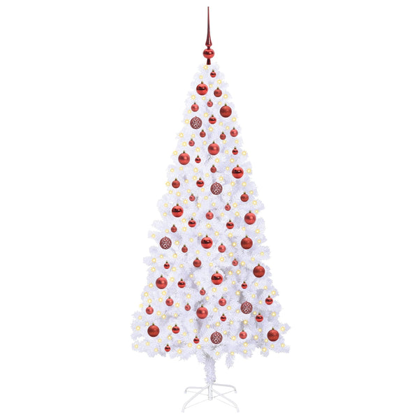 Tekojoulukuusi 300 LED-valoilla Valkoinen 180 cm PVC ja teräs