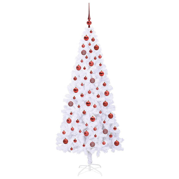 Tekojoulukuusi 300 LED-valoilla Valkoinen 180 cm PVC ja teräs