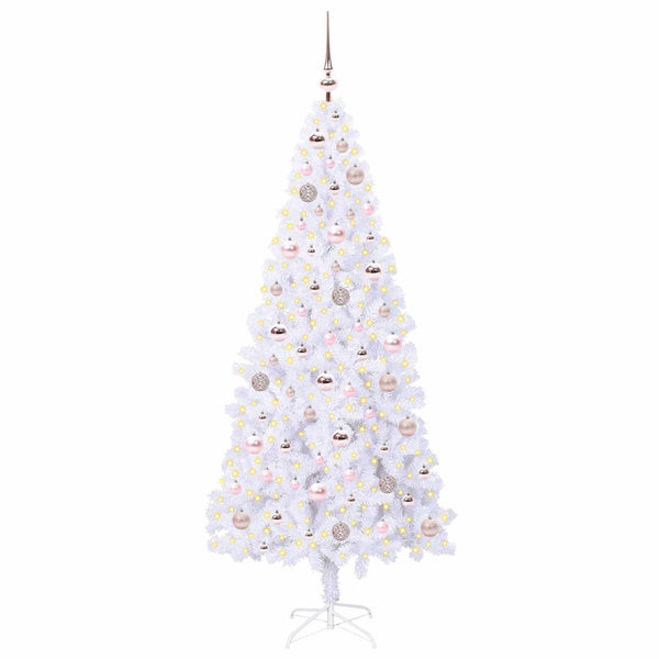 Tekojoulukuusi 300 LED-valoilla Valkoinen 180 cm PVC ja teräs