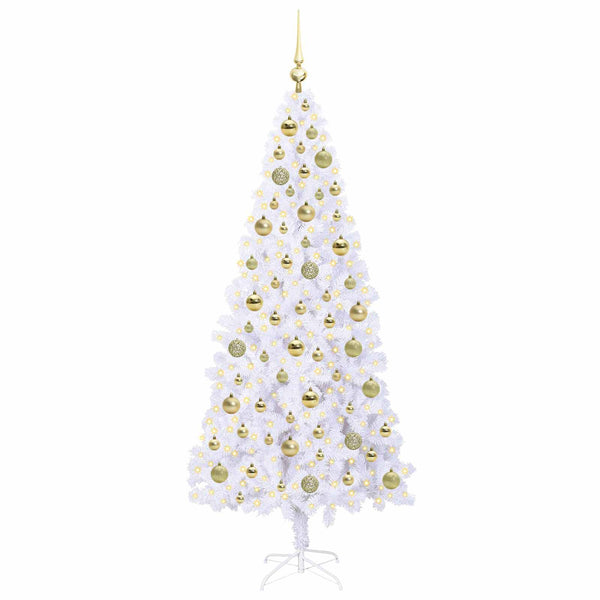 Tekojoulukuusi 300 LED-valoilla Valkoinen 180 cm PVC ja teräs