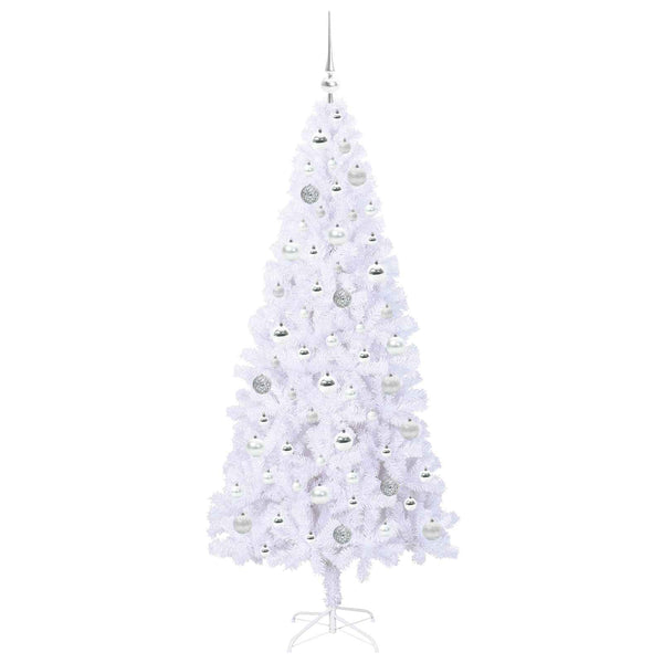 Tekojoulukuusi 300 LED-valoilla Valkoinen 180 cm PVC ja teräs