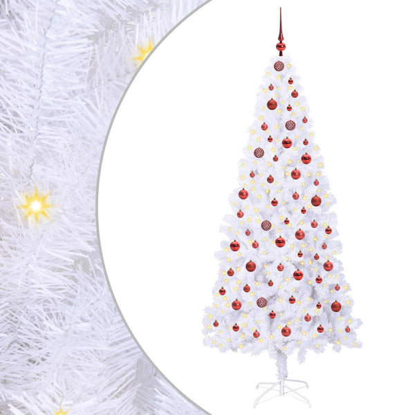 Tekojoulukuusi 300 LED-valoilla Valkoinen 210 cm PVC ja teräs