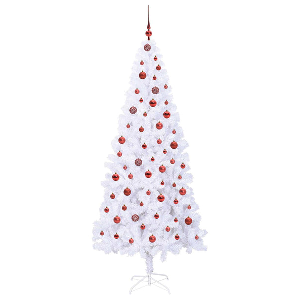 Tekojoulukuusi 300 LED-valoilla Valkoinen 210 cm PVC ja teräs