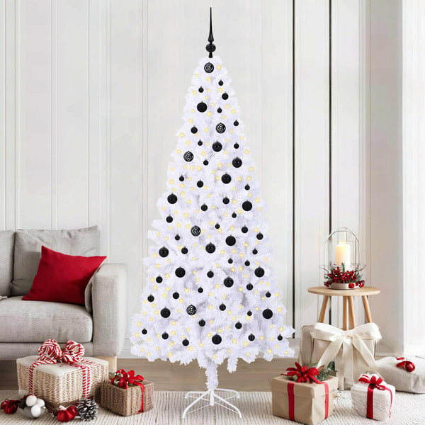 Tekojoulukuusi 300 LED-valoilla Valkoinen 210 cm PVC ja teräs