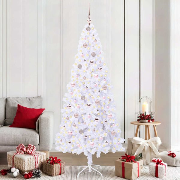 Tekojoulukuusi 300 LED-valoilla Valkoinen 210 cm PVC ja teräs