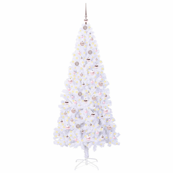 Tekojoulukuusi 300 LED-valoilla Valkoinen 210 cm PVC ja teräs