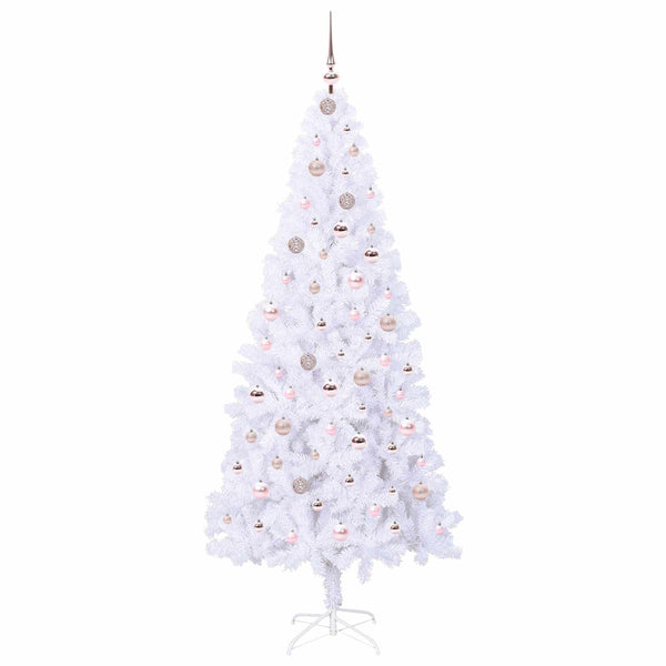 Tekojoulukuusi 300 LED-valoilla Valkoinen 210 cm PVC ja teräs
