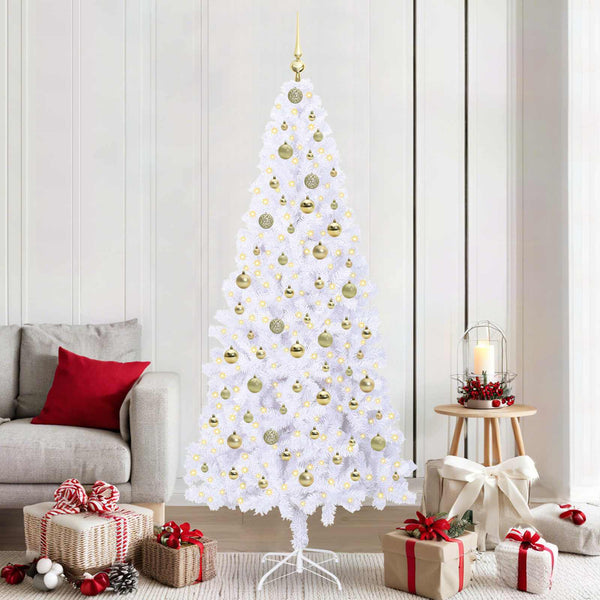 Tekojoulukuusi 300 LED-valoilla Valkoinen 210 cm PVC ja teräs