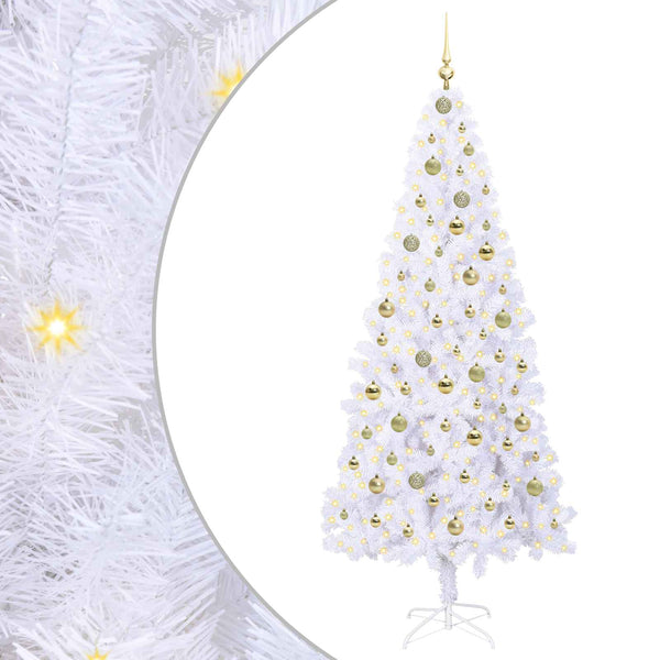 Tekojoulukuusi 300 LED-valoilla Valkoinen 210 cm PVC ja teräs
