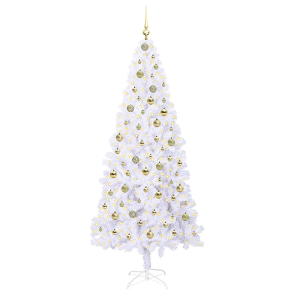 Tekojoulukuusi 300 LED-valoilla Valkoinen 210 cm PVC ja teräs