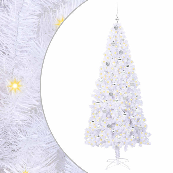 Tekojoulukuusi 300 LED-valoilla Valkoinen 210 cm PVC ja teräs