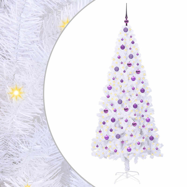 Tekojoulukuusi 300 LED-valoilla Valkoinen 210 cm PVC ja teräs