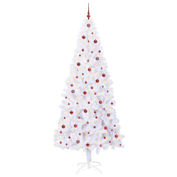 Tekojoulukuusi 300 LED-valoilla Valkoinen 240 cm PVC ja teräs