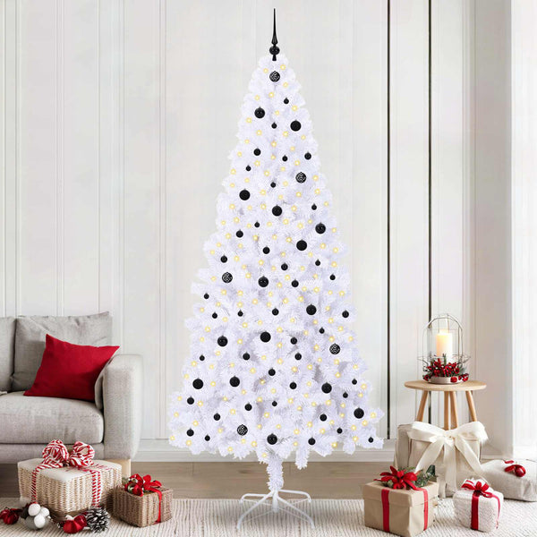 Tekojoulukuusi 300 LED-valoilla Valkoinen 240 cm PVC ja teräs