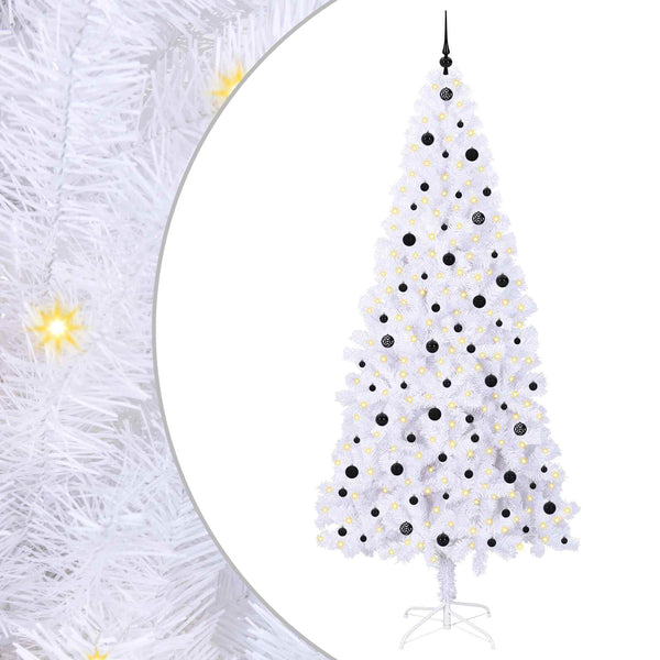 Tekojoulukuusi 300 LED-valoilla Valkoinen 240 cm PVC ja teräs