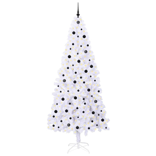 Tekojoulukuusi 300 LED-valoilla Valkoinen 240 cm PVC ja teräs