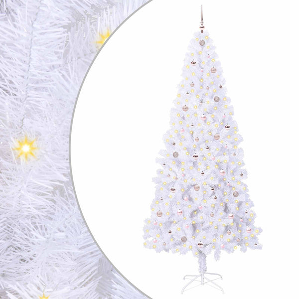 Tekojoulukuusi 300 LED-valoilla Valkoinen 240 cm PVC ja teräs