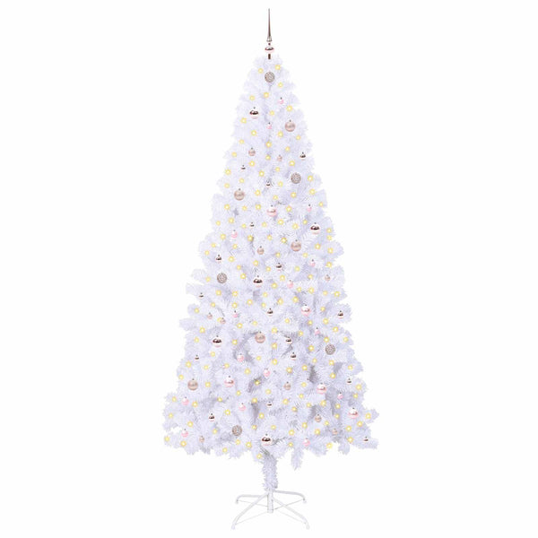 Tekojoulukuusi 300 LED-valoilla Valkoinen 240 cm PVC ja teräs
