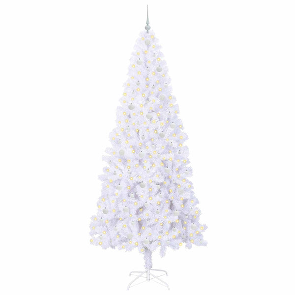 Tekojoulukuusi 300 LED-valoilla Valkoinen 240 cm PVC ja teräs