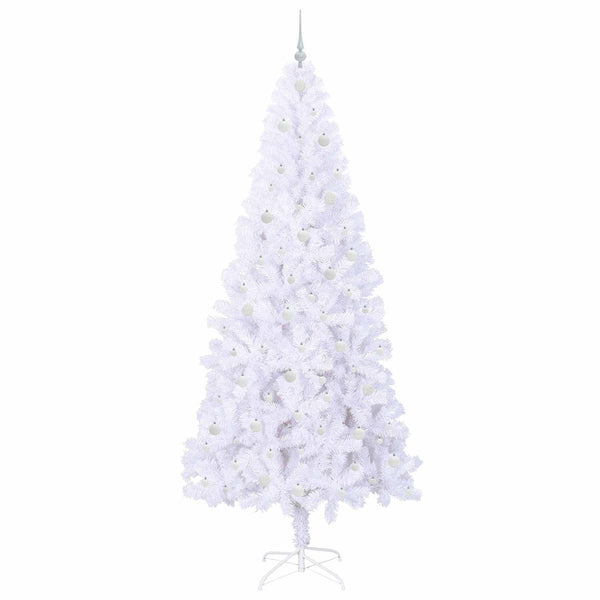 Tekojoulukuusi 300 LED-valoilla Valkoinen 240 cm PVC ja teräs