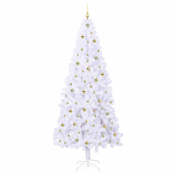 Tekojoulukuusi 300 LED-valoilla Valkoinen 240 cm PVC ja teräs