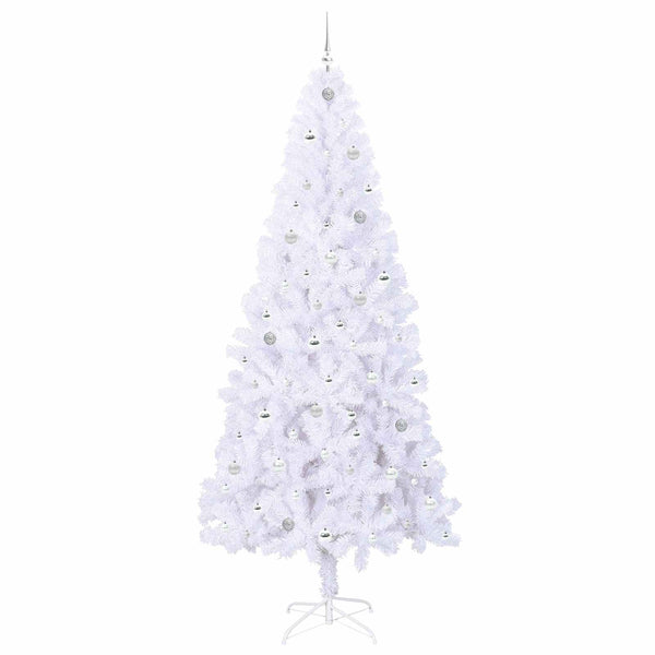 Tekojoulukuusi 300 LED-valoilla Valkoinen 240 cm PVC ja teräs