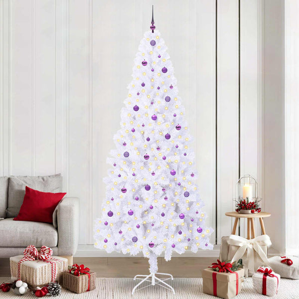 Tekojoulukuusi 300 LED-valoilla Valkoinen 240 cm PVC ja teräs