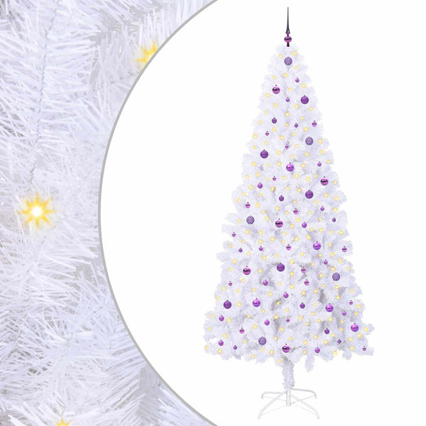 Tekojoulukuusi 300 LED-valoilla Valkoinen 240 cm PVC ja teräs