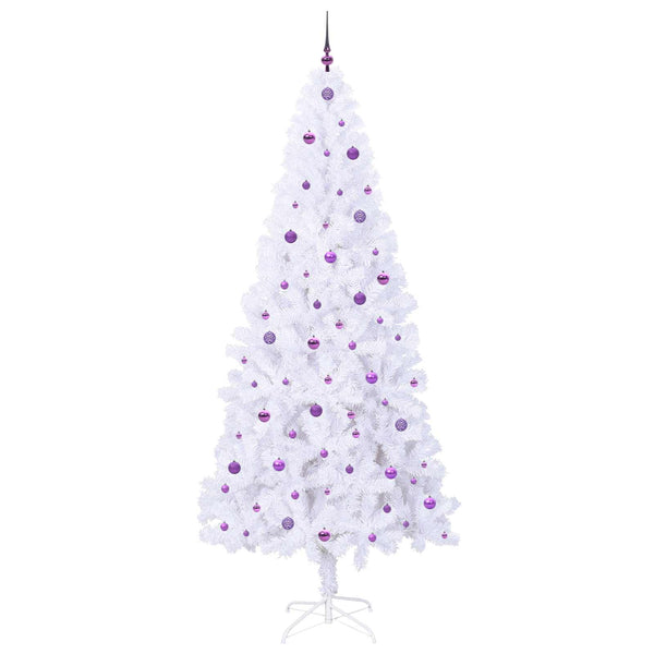 Tekojoulukuusi 300 LED-valoilla Valkoinen 240 cm PVC ja teräs