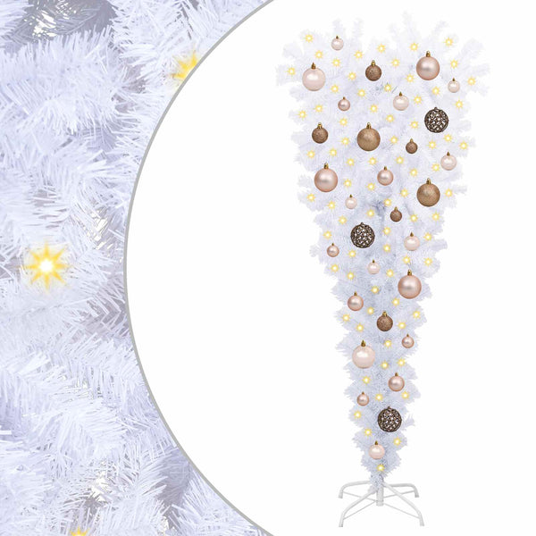 Tekojoulukuusi 150 LED-valoilla Valkoinen 120 cm PVC ja Teräs