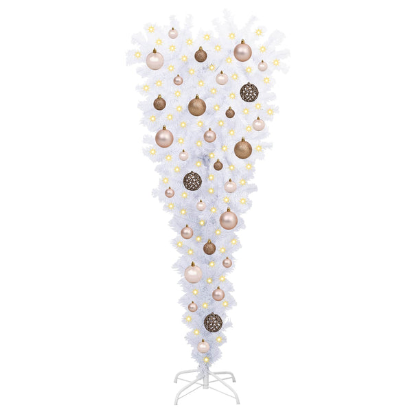 Tekojoulukuusi 150 LED-valoilla Valkoinen 120 cm PVC ja Teräs