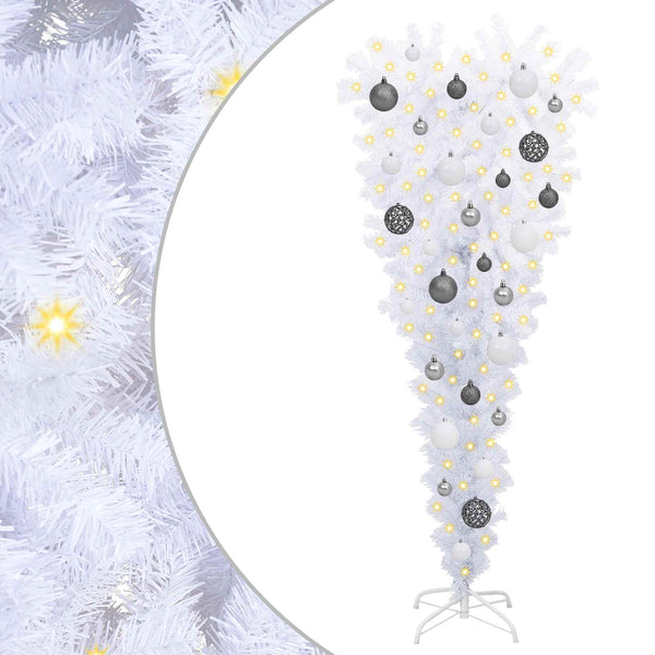 Tekojoulukuusi 150 LED-valoilla Valkoinen 120 cm PVC ja Teräs