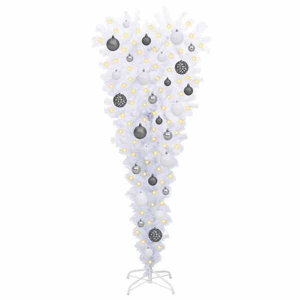 Tekojoulukuusi 150 LED-valoilla Valkoinen 120 cm PVC ja Teräs