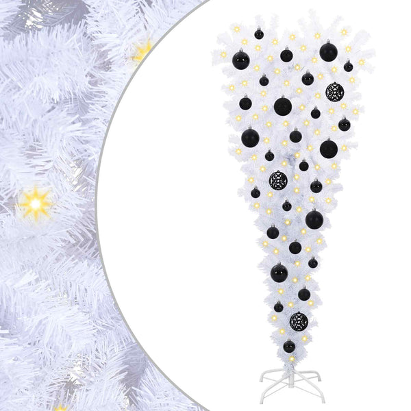 Tekojoulukuusi 150 LED-valoilla Valkoinen 120 cm PVC ja Teräs