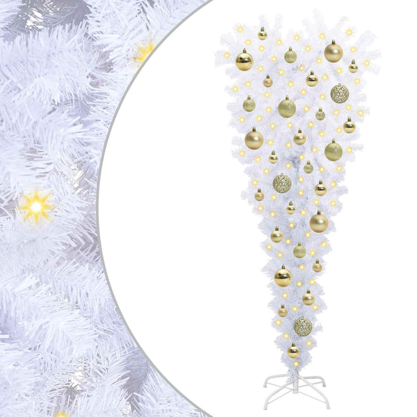 Tekojoulukuusi 150 LED-valoilla Valkoinen 120 cm PVC ja Teräs