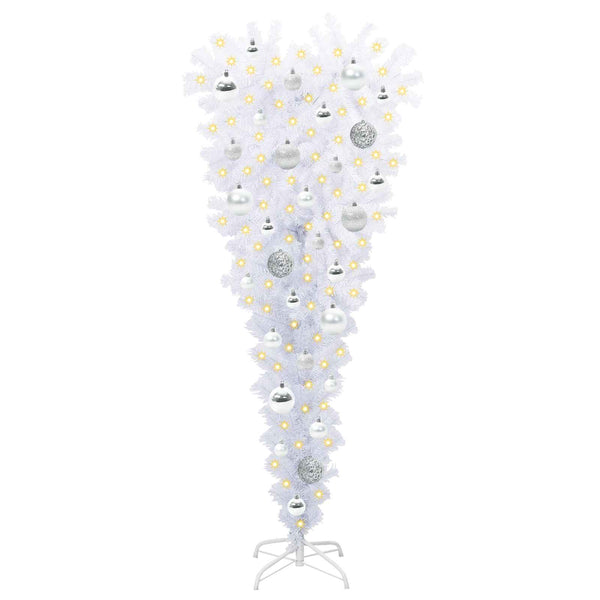 Tekojoulukuusi 150 LED-valoilla Valkoinen 120 cm PVC ja Teräs