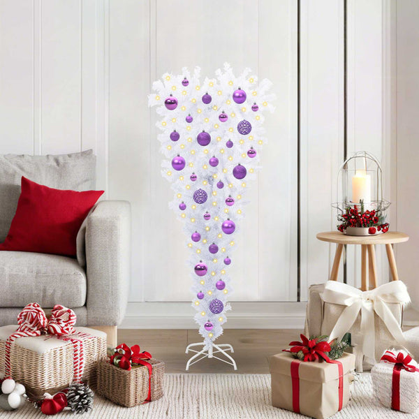 Tekojoulukuusi 150 LED-valoilla Valkoinen 120 cm PVC ja Teräs