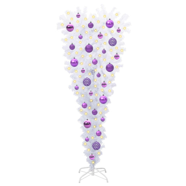 Tekojoulukuusi 150 LED-valoilla Valkoinen 120 cm PVC ja Teräs
