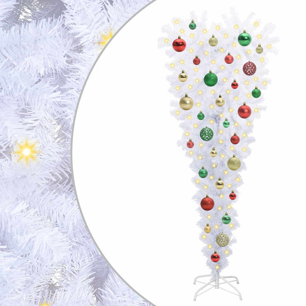 Tekojoulukuusi 150 LED-valoilla Valkoinen 120 cm PVC ja Teräs