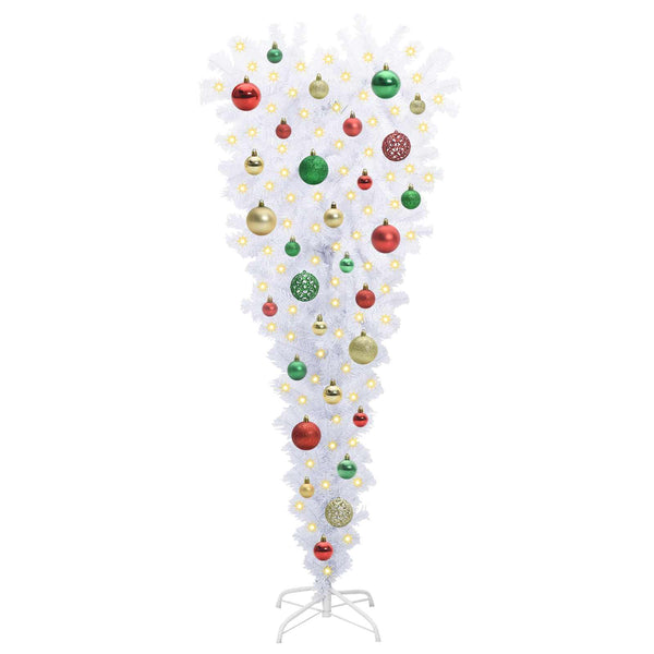 Tekojoulukuusi 150 LED-valoilla Valkoinen 120 cm PVC ja Teräs