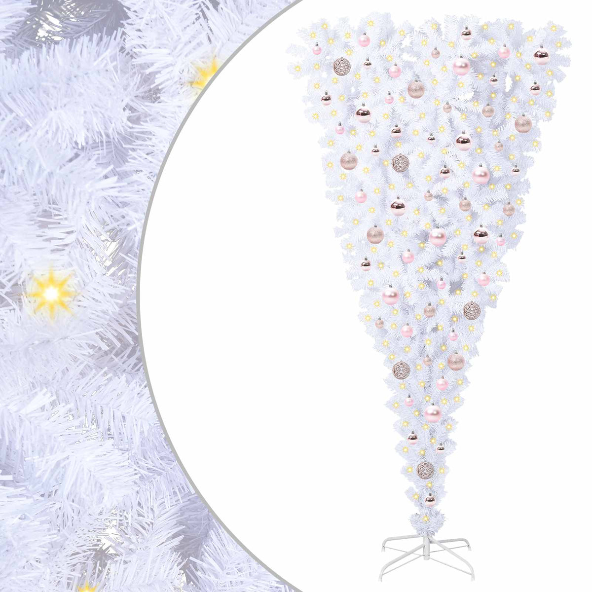 Tekojoulukuusi 300 LED-valoilla Valkoinen 180 cm PVC ja Teräs
