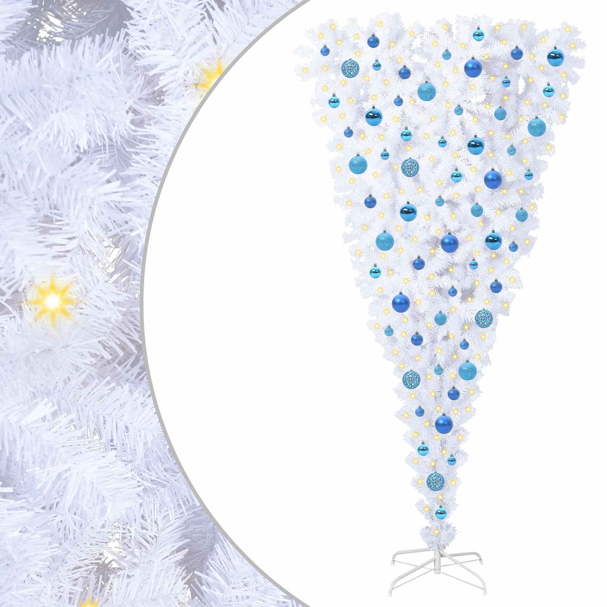 Tekojoulukuusi 300 LED-valoilla Valkoinen 180 cm PVC ja Teräs