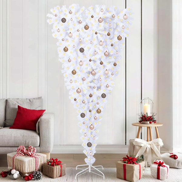 Tekojoulukuusi 300 LED-valoilla Valkoinen 210 cm PVC ja Teräs