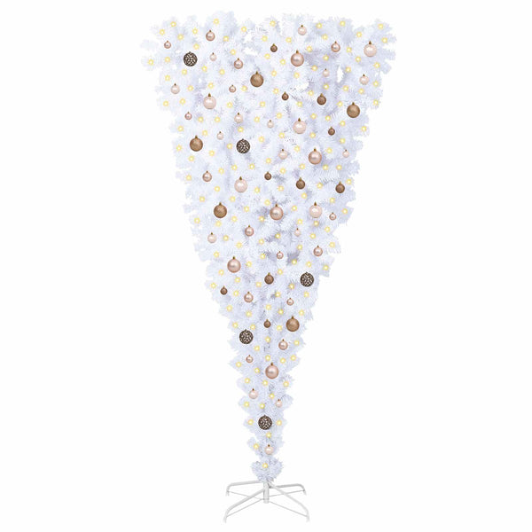 Tekojoulukuusi 300 LED-valoilla Valkoinen 210 cm PVC ja Teräs